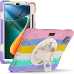 For Xiaomi Pad 5/Pad 5 Pro 11" 360 Rotation Pull Kickstand Anti-drop Shockproof PC + Silicone Tablet Cover Case with Hand Band