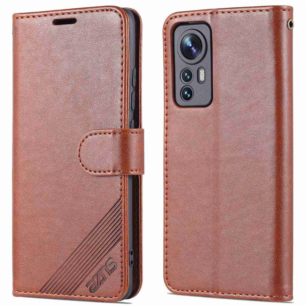 AZNS For Xiaomi 12 Lite Textured Leather Wallet Case Anti-Fall TPU Inner Shell Stand Phone Cover