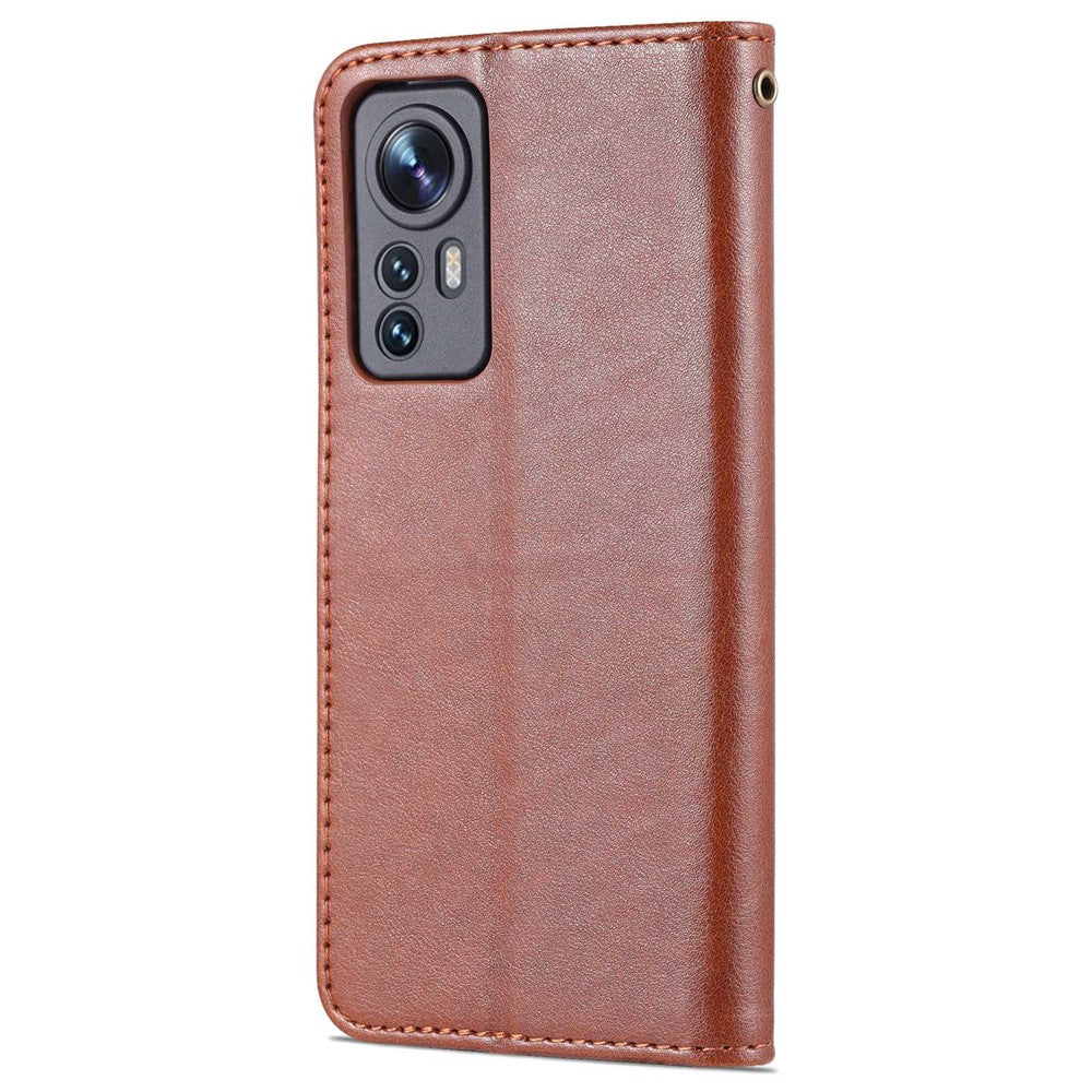 AZNS For Xiaomi 12 Lite Textured Leather Wallet Case Anti-Fall TPU Inner Shell Stand Phone Cover