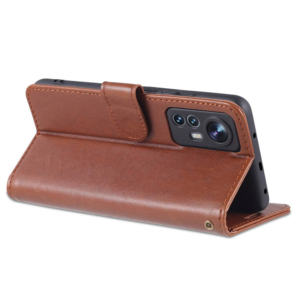 AZNS For Xiaomi 12 Lite Textured Leather Wallet Case Anti-Fall TPU Inner Shell Stand Phone Cover