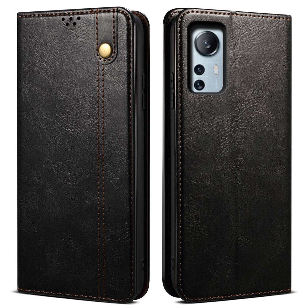 Waxy Crazy Horse Texture Protector for Xiaomi 12 Lite, Stand Wallet Style Magnetic Auto-absorbed Leather Mobile Phone Cover