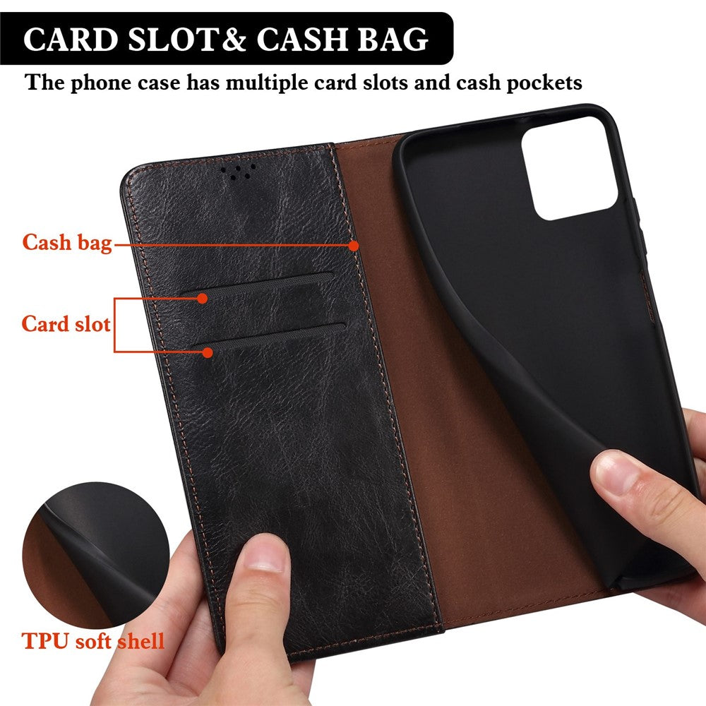 Waxy Crazy Horse Texture Protector for Xiaomi 12 Lite, Stand Wallet Style Magnetic Auto-absorbed Leather Mobile Phone Cover