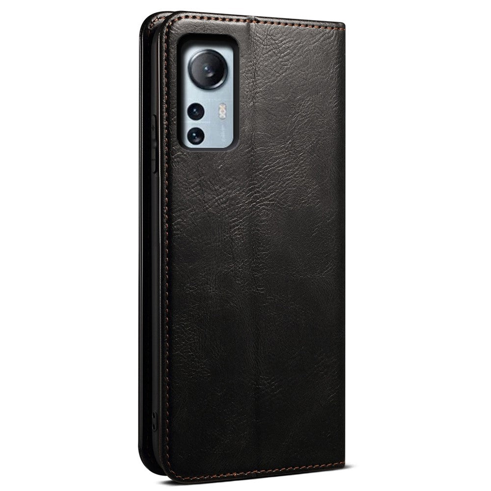 Waxy Crazy Horse Texture Protector for Xiaomi 12 Lite, Stand Wallet Style Magnetic Auto-absorbed Leather Mobile Phone Cover