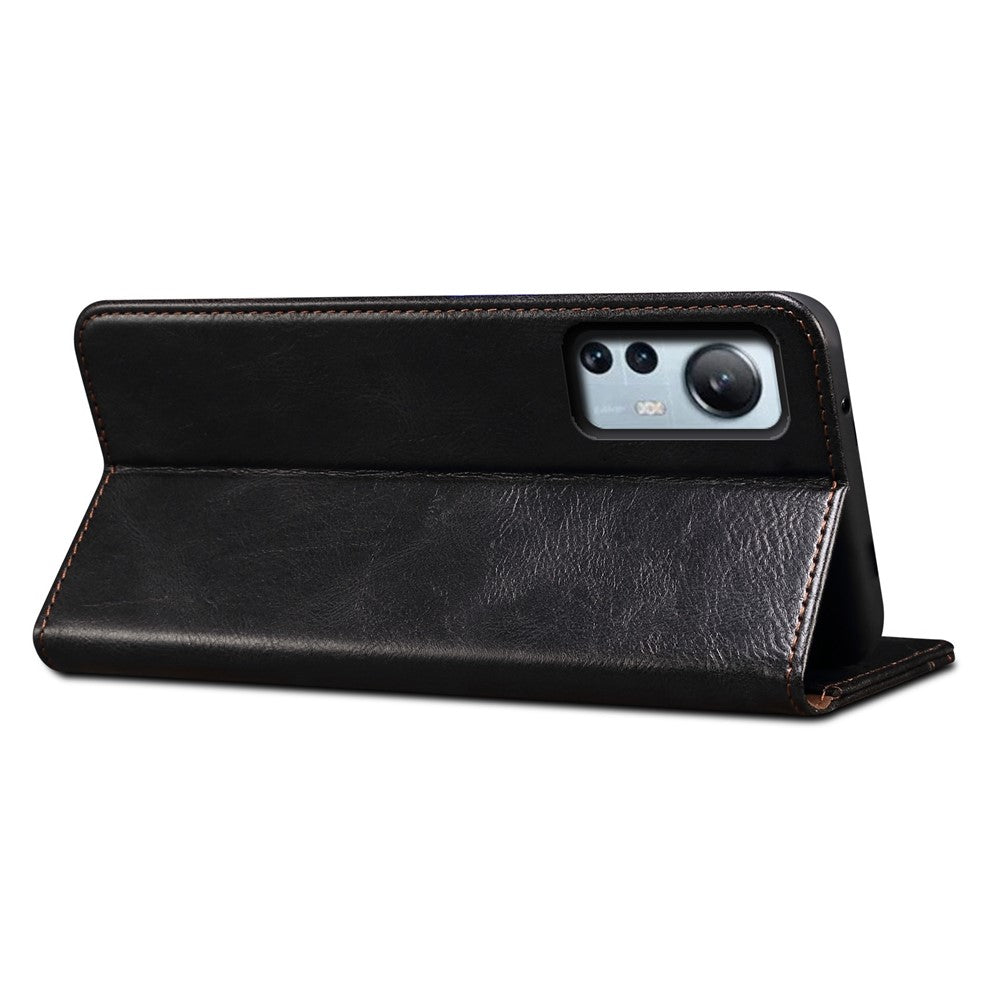 Waxy Crazy Horse Texture Protector for Xiaomi 12 Lite, Stand Wallet Style Magnetic Auto-absorbed Leather Mobile Phone Cover