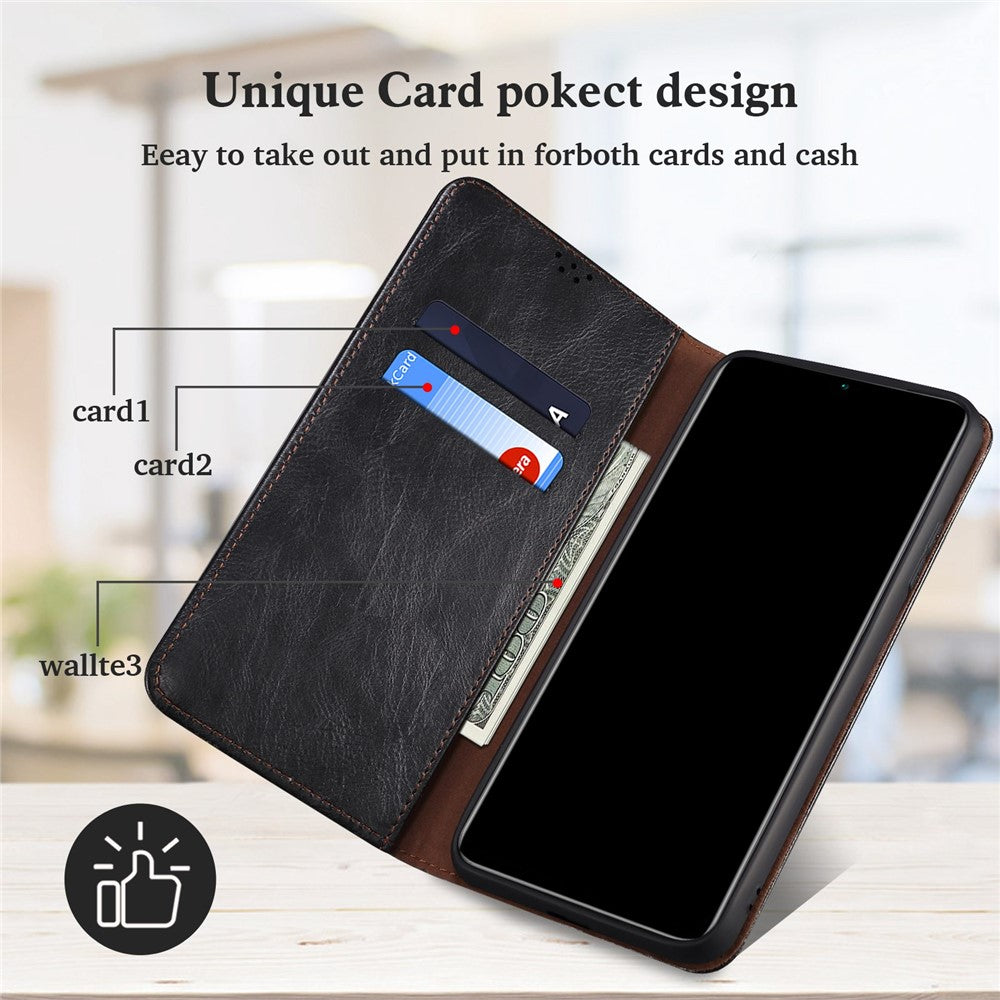 Waxy Crazy Horse Texture Protector for Xiaomi 12 Lite, Stand Wallet Style Magnetic Auto-absorbed Leather Mobile Phone Cover