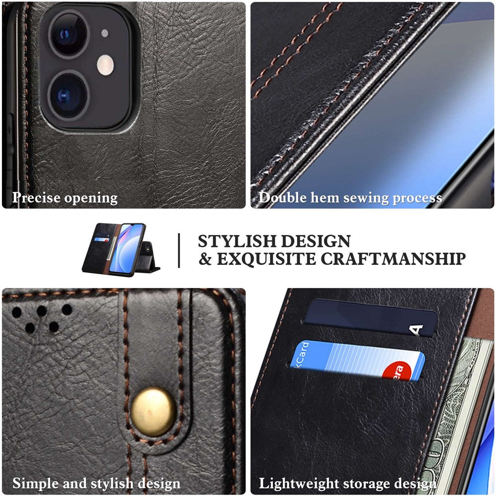 Waxy Crazy Horse Texture Protector for Xiaomi 12 Lite, Stand Wallet Style Magnetic Auto-absorbed Leather Mobile Phone Cover