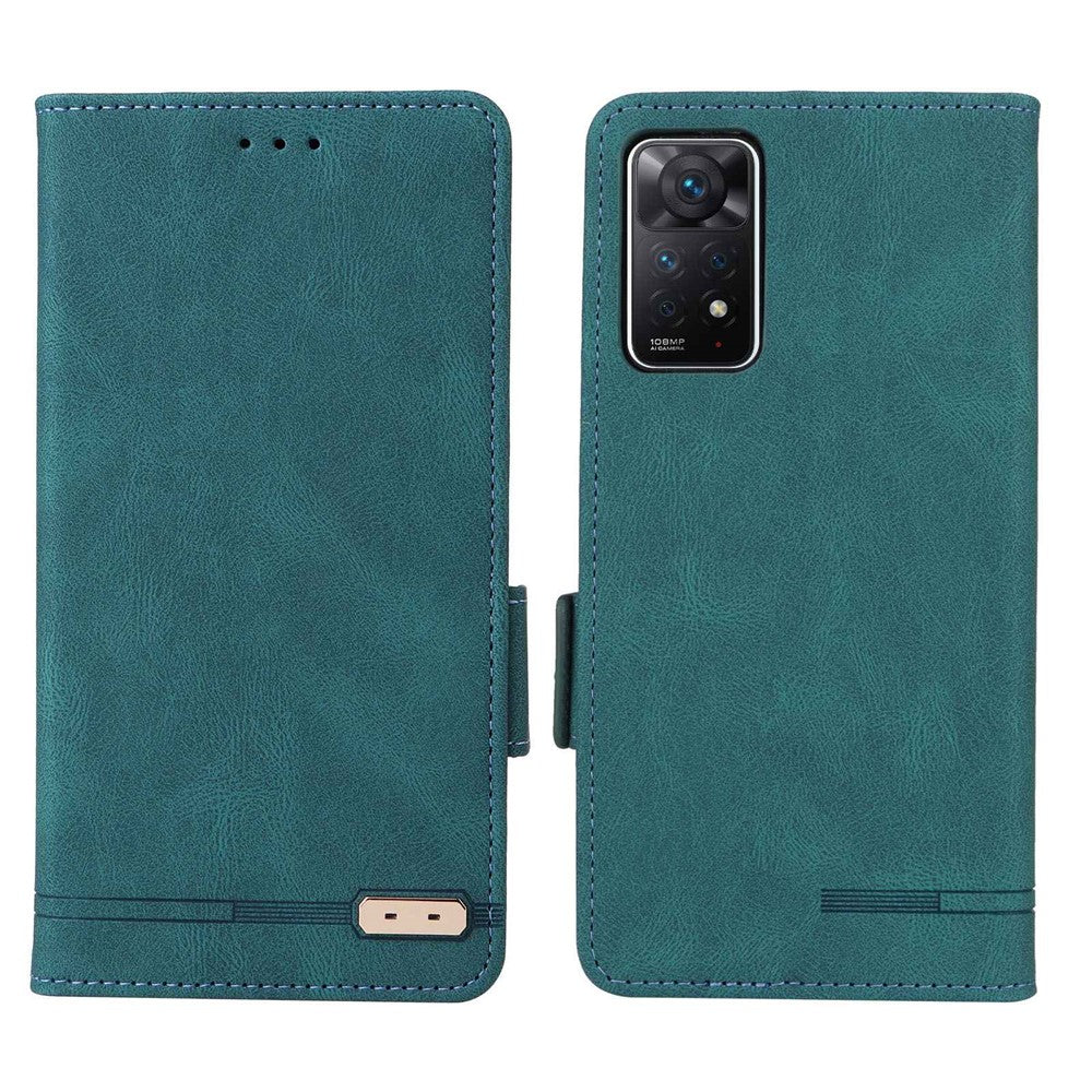 For Xiaomi Redmi Note 12 Pro 4G / 11 Pro 4G (MediaTek) / Note 11 Pro 5G (Qualcomm) Stand Wallet Phone Case PU Leather Hardware Design Magnetic Closure Cover