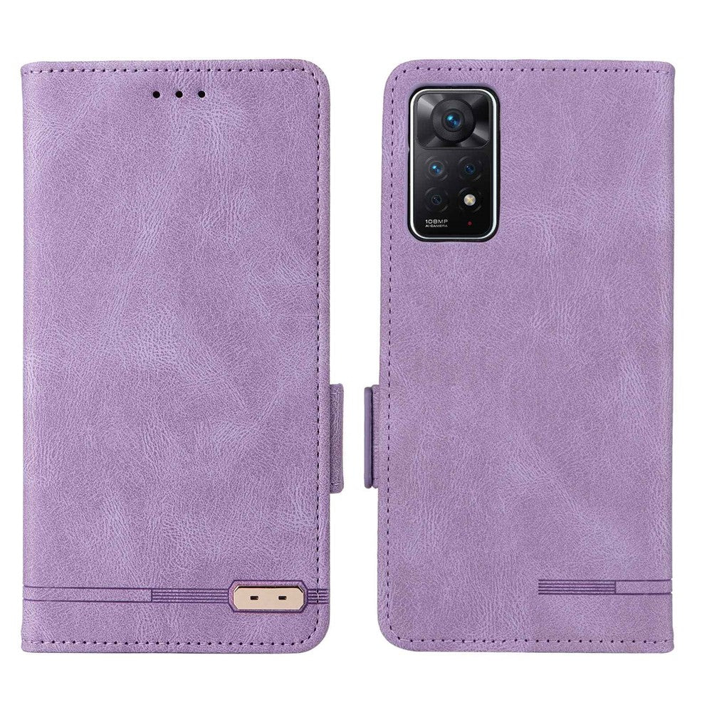 For Xiaomi Redmi Note 12 Pro 4G / 11 Pro 4G (MediaTek) / Note 11 Pro 5G (Qualcomm) Stand Wallet Phone Case PU Leather Hardware Design Magnetic Closure Cover