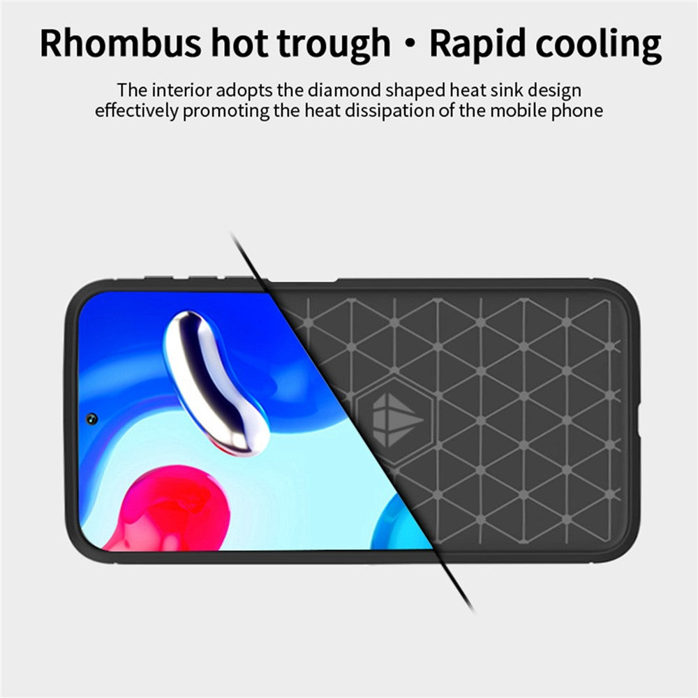 MOFI för Xiaomi Redmi Note 11 4G (Qualcomm)/Note 11S 4G TPU-skydd Borstad yta Kolfiber Mobilskal