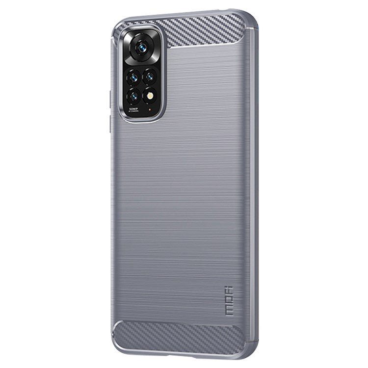 MOFI för Xiaomi Redmi Note 11 4G (Qualcomm)/Note 11S 4G TPU-skydd Borstad yta Kolfiber Mobilskal