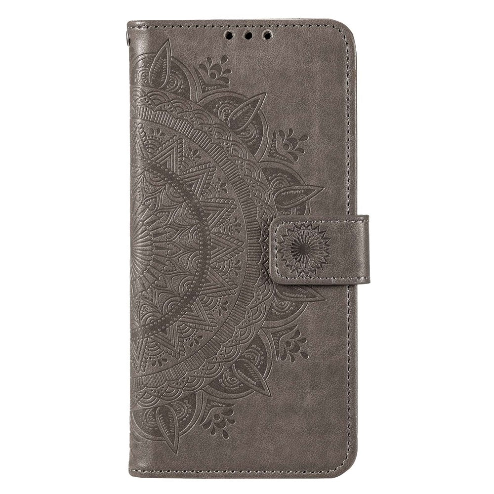 For Xiaomi 12 Lite Imprinted Mandala Flower Leather Case Wallet Phone Stand Cover with Wrist Strap