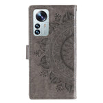 For Xiaomi 12 Lite Imprinted Mandala Flower Leather Case Wallet Phone Stand Cover with Wrist Strap