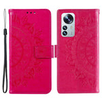 For Xiaomi 12 Lite Imprinted Mandala Flower Leather Case Wallet Phone Stand Cover with Wrist Strap