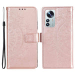 For Xiaomi 12 Lite Imprinted Mandala Flower Leather Case Wallet Phone Stand Cover with Wrist Strap