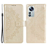 For Xiaomi 12 Lite Imprinted Mandala Flower Leather Case Wallet Phone Stand Cover with Wrist Strap