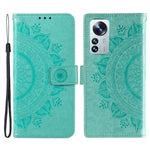 For Xiaomi 12 Lite Imprinted Mandala Flower Leather Case Wallet Phone Stand Cover with Wrist Strap