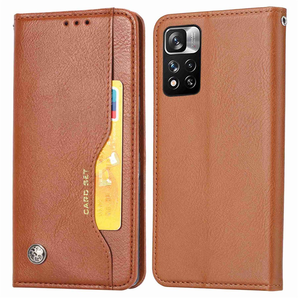 For Xiaomi Redmi Note 11 Pro 5G (Qualcomm)/Note 11 Pro 4G (MediaTek) Outer Card Slot PU Leather Wallet Stand Case Magnetic Auto Closing Phone Cover