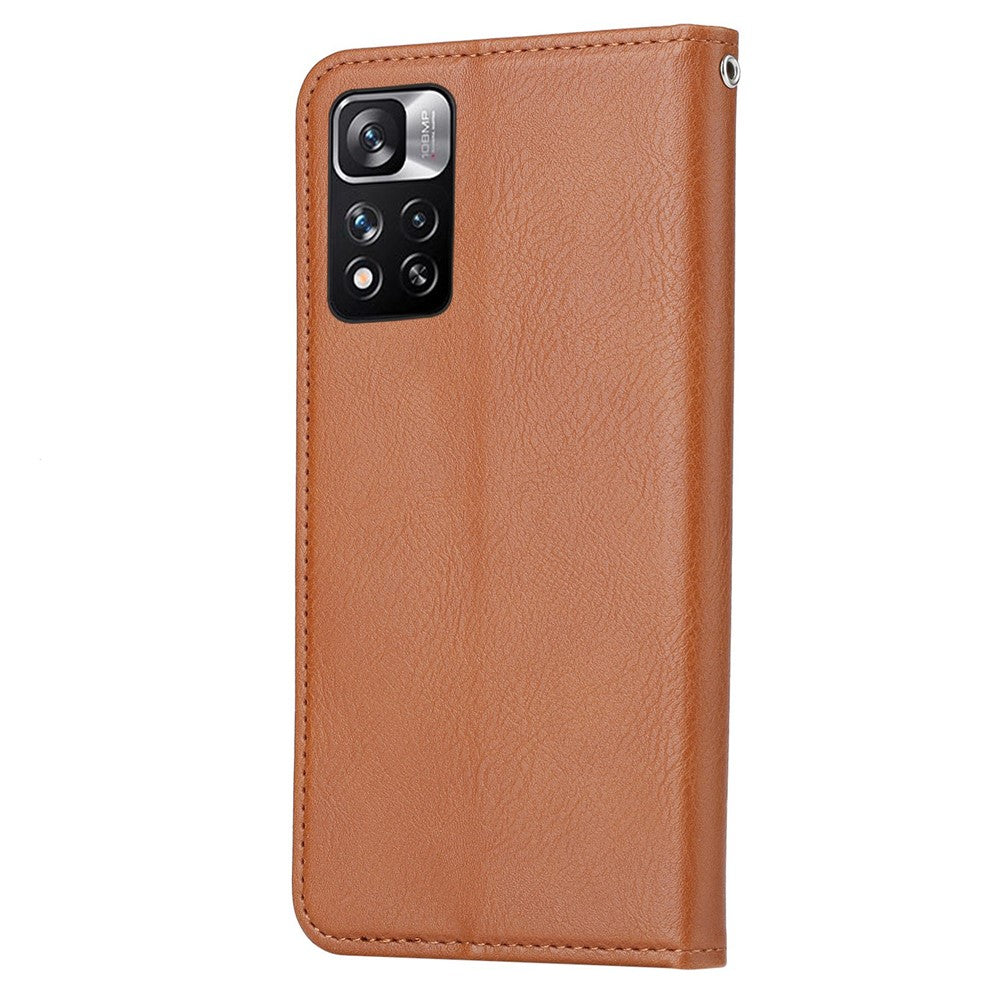 For Xiaomi Redmi Note 11 Pro 5G (Qualcomm)/Note 11 Pro 4G (MediaTek) Outer Card Slot PU Leather Wallet Stand Case Magnetic Auto Closing Phone Cover