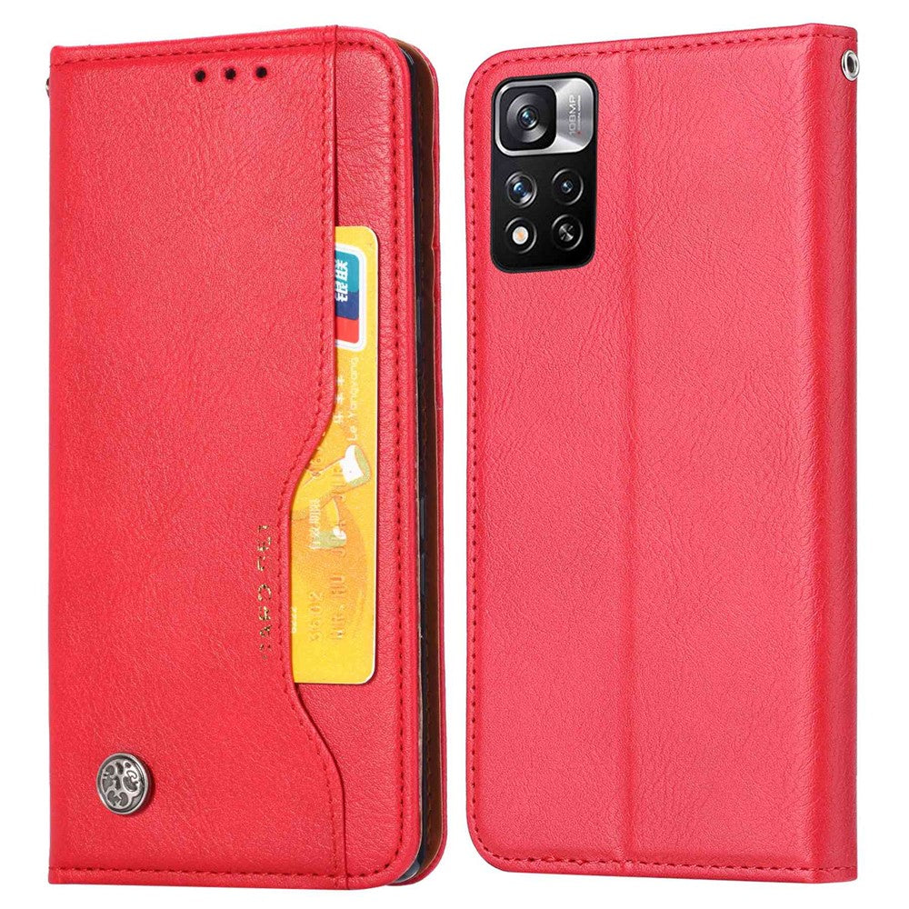 For Xiaomi Redmi Note 11 Pro 5G (Qualcomm)/Note 11 Pro 4G (MediaTek) Outer Card Slot PU Leather Wallet Stand Case Magnetic Auto Closing Phone Cover