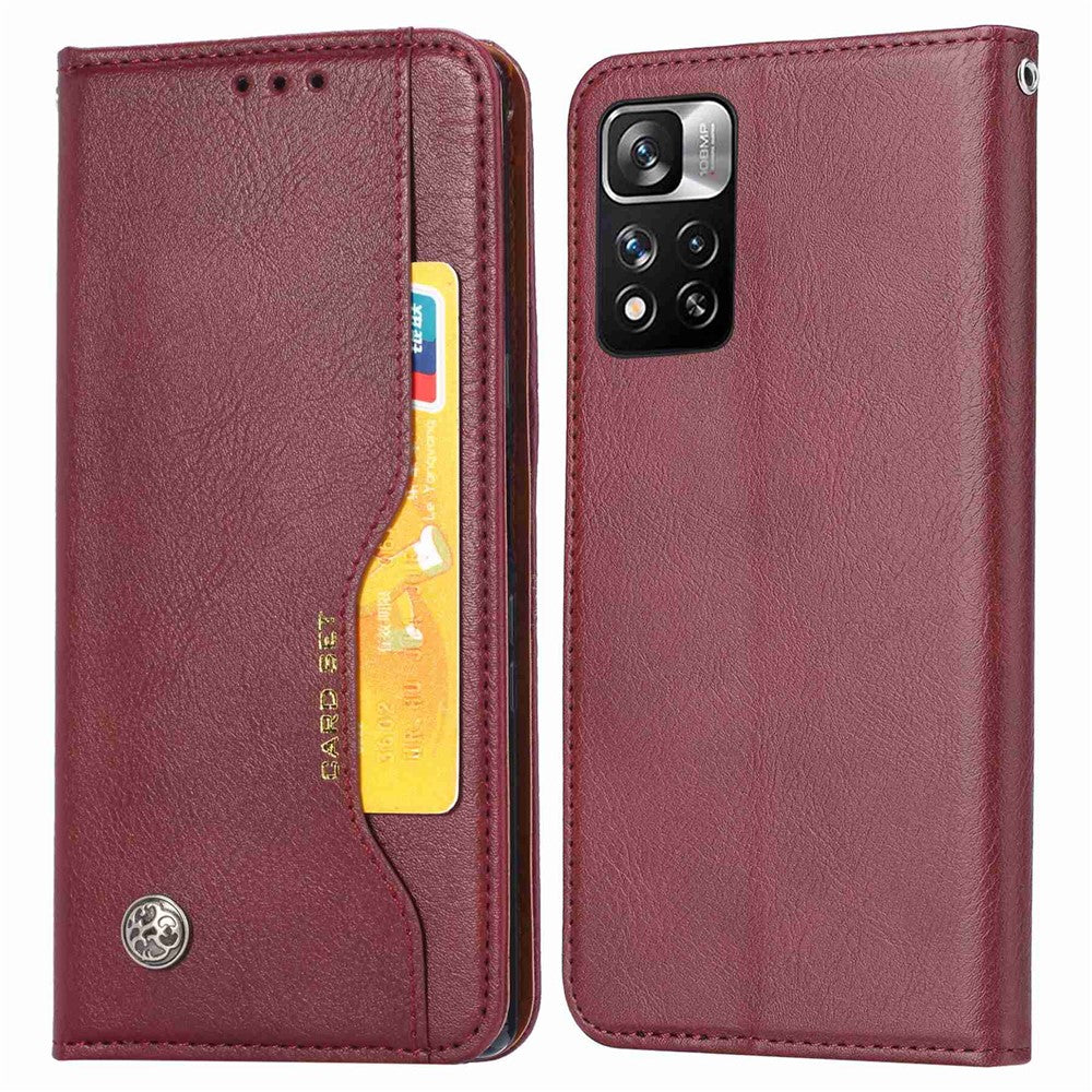 For Xiaomi Redmi Note 11 Pro 5G (Qualcomm)/Note 11 Pro 4G (MediaTek) Outer Card Slot PU Leather Wallet Stand Case Magnetic Auto Closing Phone Cover