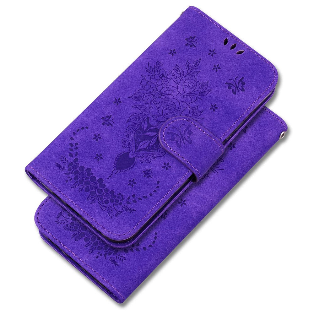PU-läder med präglade rosor och fjärilar för mobilskal till Xiaomi 12 5G/12X 5G/12S 5G, stativ, plånbok, heltäckande skydd, innerfodral i TPU