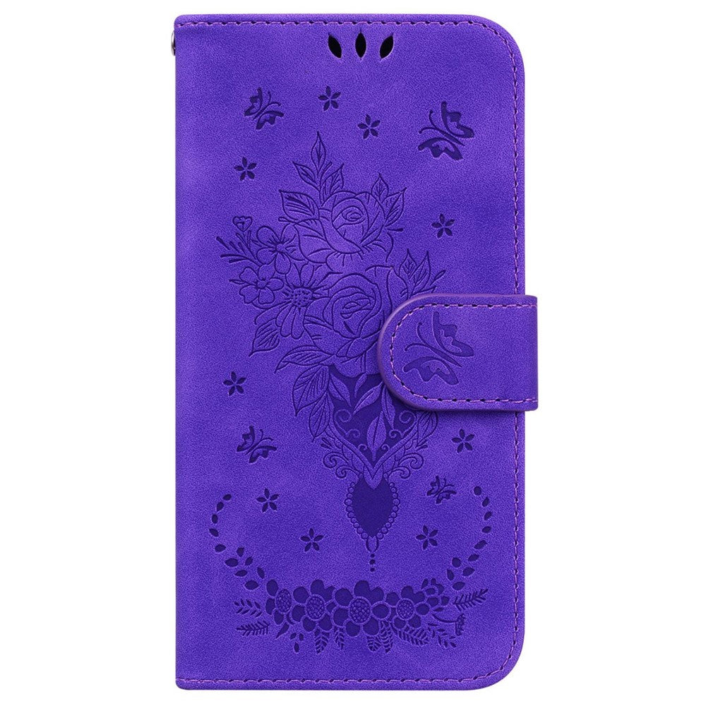 PU-läder med präglade rosor och fjärilar för mobilskal till Xiaomi 12 5G/12X 5G/12S 5G, stativ, plånbok, heltäckande skydd, innerfodral i TPU