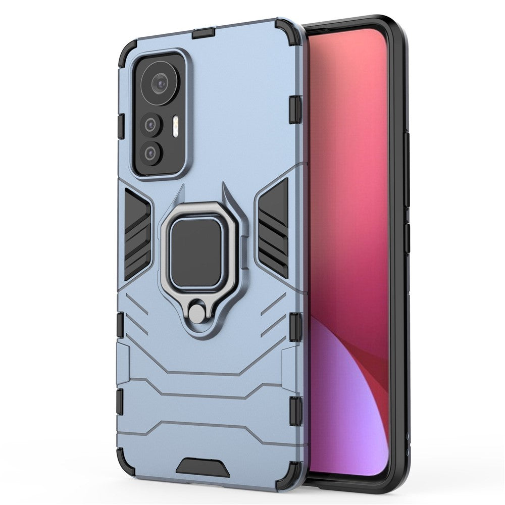 Ring Holder Kickstand Phone Case for Xiaomi 12 Lite 5G, Shockproof Anti-drop Soft TPU + Hard PC Shell