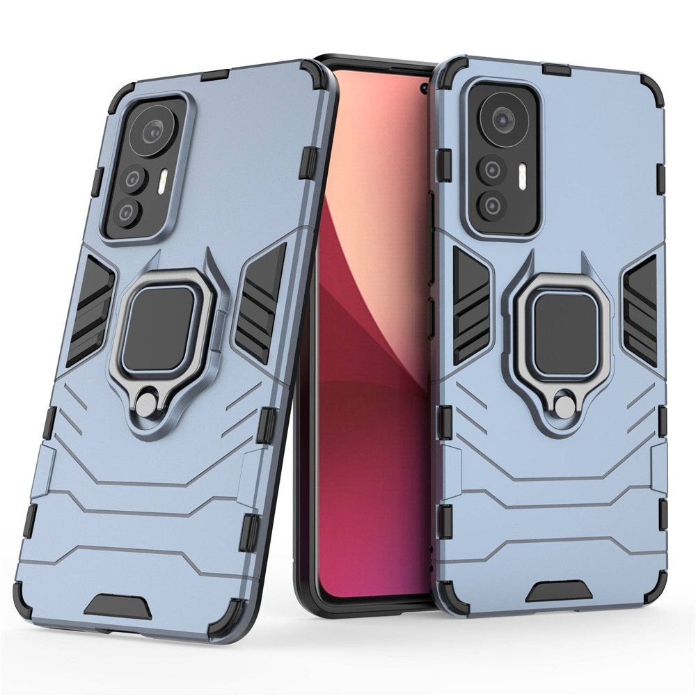 Ring Holder Kickstand Phone Case for Xiaomi 12 Lite 5G, Shockproof Anti-drop Soft TPU + Hard PC Shell