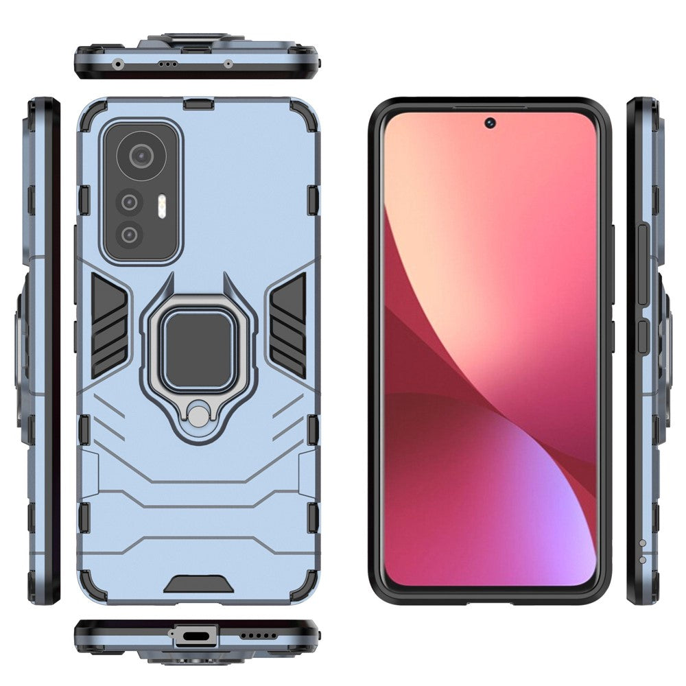 Ring Holder Kickstand Phone Case for Xiaomi 12 Lite 5G, Shockproof Anti-drop Soft TPU + Hard PC Shell