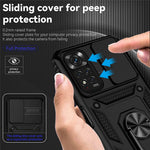For Xiaomi Redmi Note 11 4G (Qualcomm)/Redmi Note 11S 4G Kickstand Case Hard PC + TPU Double Protection Phone Cover with Slide Camera Protection Cover