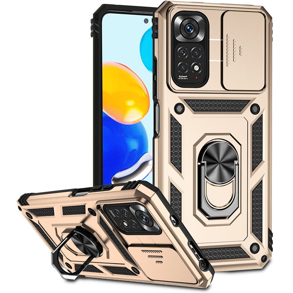 Xiaomi Redmi Note 11 4G (Qualcomm) / Redmi Note 11S 4G-skal PC+TPU-stativ med skjutbart kameralock