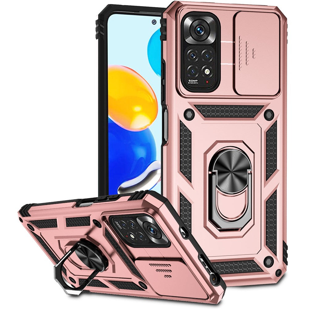 Xiaomi Redmi Note 11 4G (Qualcomm) / Redmi Note 11S 4G-skal PC+TPU-stativ med skjutbart kameralock