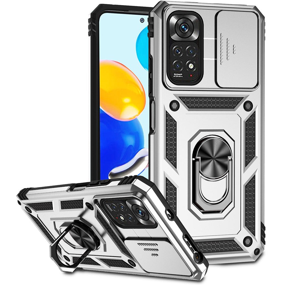 Xiaomi Redmi Note 11 4G (Qualcomm) / Redmi Note 11S 4G-skal PC+TPU-stativ med skjutbart kameralock