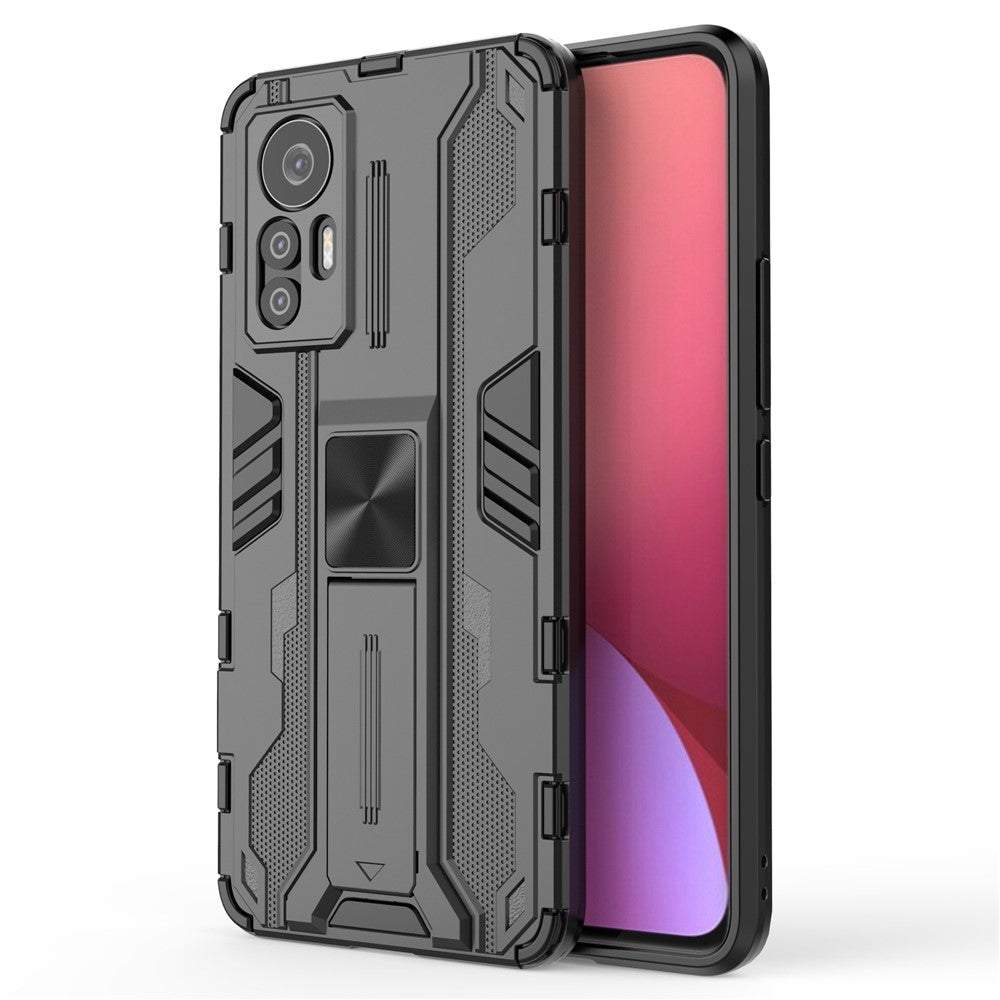 For Xiaomi 12 Lite 5G Anti-fall Heavy Duty Hard PC Soft TPU Rugged Hybrid Case Kickstand Function Anti-scratch Back Cover