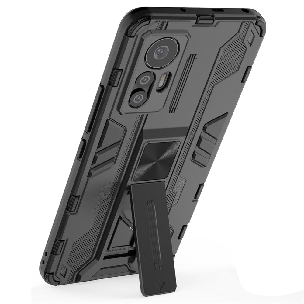 For Xiaomi 12 Lite 5G Anti-fall Heavy Duty Hard PC Soft TPU Rugged Hybrid Case Kickstand Function Anti-scratch Back Cover