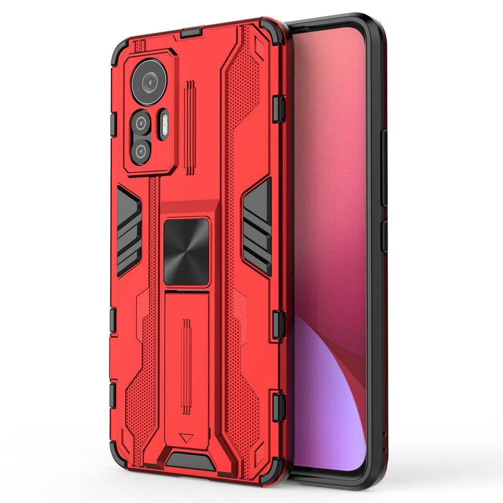 For Xiaomi 12 Lite 5G Anti-fall Heavy Duty Hard PC Soft TPU Rugged Hybrid Case Kickstand Function Anti-scratch Back Cover