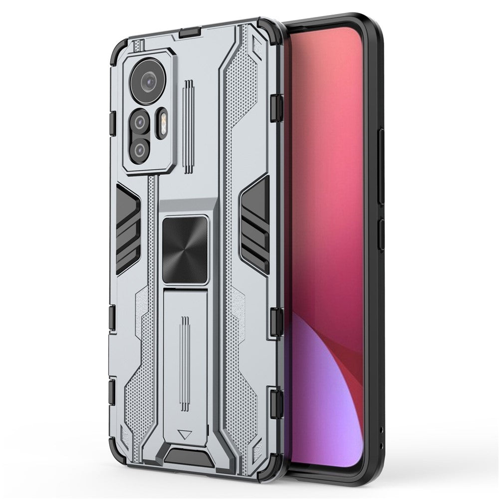 For Xiaomi 12 Lite 5G Anti-fall Heavy Duty Hard PC Soft TPU Rugged Hybrid Case Kickstand Function Anti-scratch Back Cover