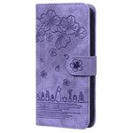 Xiaomi 12 5G/12X 5G/12S 5G Körsbärsblomskatt Präglat Plånboksstil Läder Justerbart Stativ Design Mobilskal med Rem