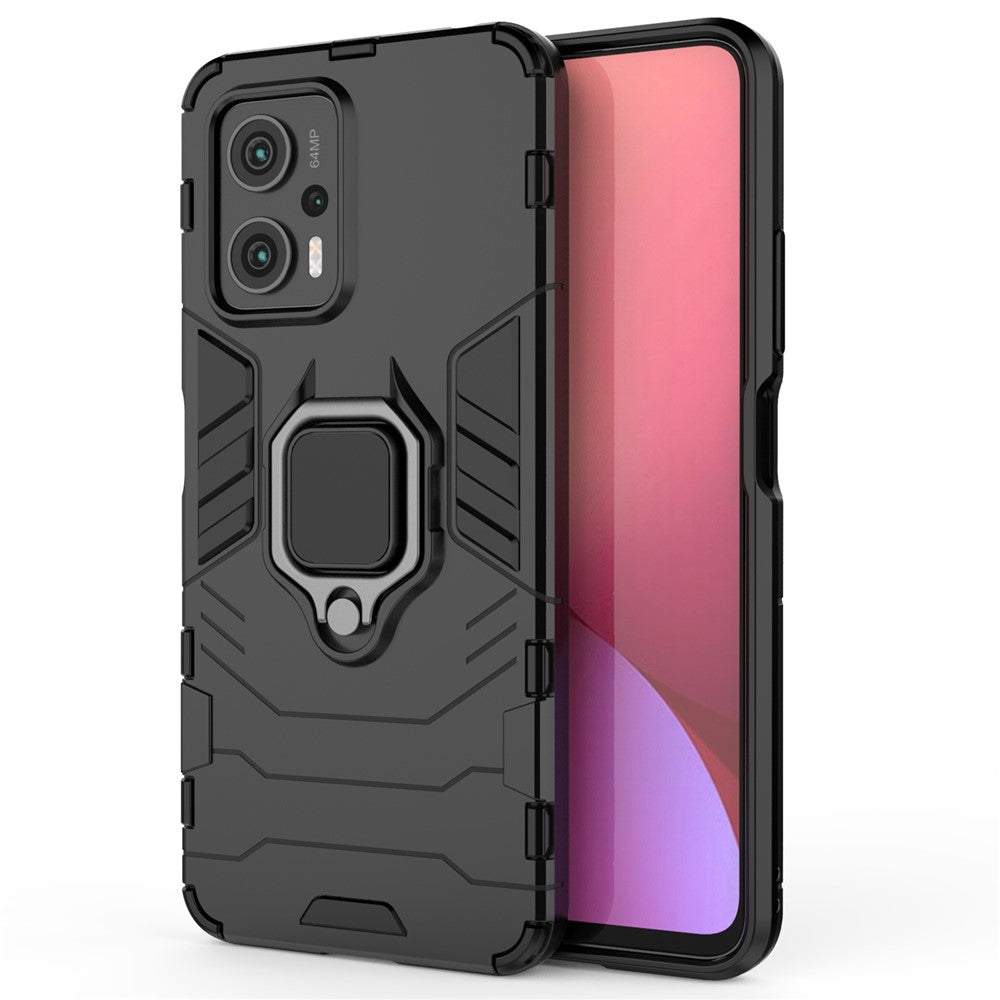 Ringstativskal för Xiaomi Redmi Note 11T Pro 5G / Note 11T Pro+ 5G / Poco X4 GT 5G / Redmi K50i 5G, stötsäkert mjukt TPU + hårt PC hybridskyddsskal
