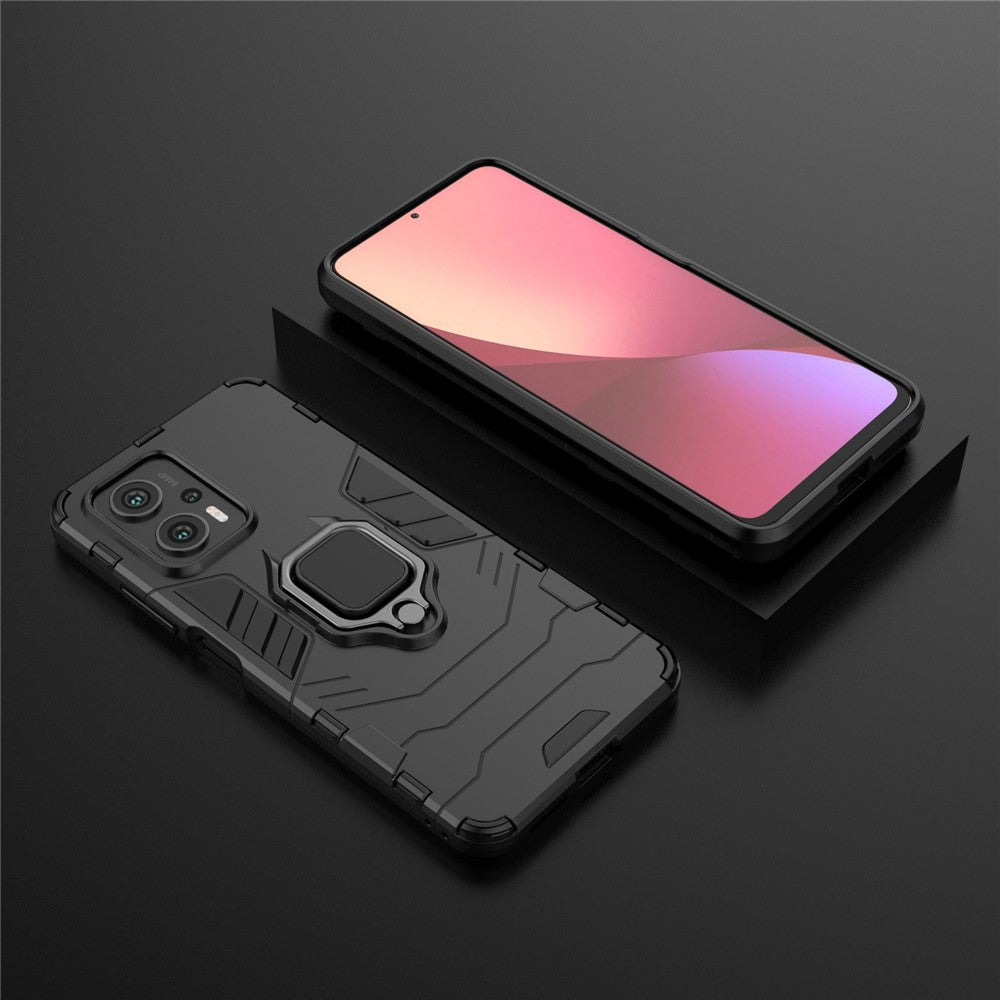 Ringstativskal för Xiaomi Redmi Note 11T Pro 5G / Note 11T Pro+ 5G / Poco X4 GT 5G / Redmi K50i 5G, stötsäkert mjukt TPU + hårt PC hybridskyddsskal