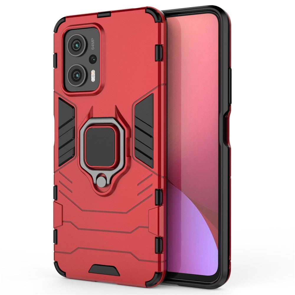 Ringstativskal för Xiaomi Redmi Note 11T Pro 5G / Note 11T Pro+ 5G / Poco X4 GT 5G / Redmi K50i 5G, stötsäkert mjukt TPU + hårt PC hybridskyddsskal