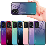 For Xiaomi Redmi Note 11T Pro 5G / Note 11T Pro+ 5G / Poco X4 GT 5G / Redmi K50i 5G Scratch-resistant Anti-fall Phone Shell Gradient Color Tempered Glass Back + Soft TPU Edge Case