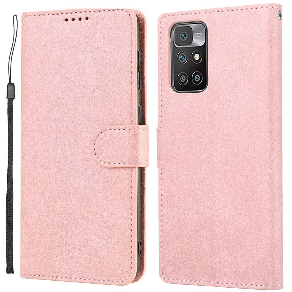 Xiaomi Redmi Note 11 4G (MediaTek)/Redmi 10 4G (2021)/Redmi 10 2022 4G/10 Prime Stötsäkert Flip Läderfodral Stödjande Stativ Plånbok Magnetiskt Fallskyddande Fodral med Handledsrem