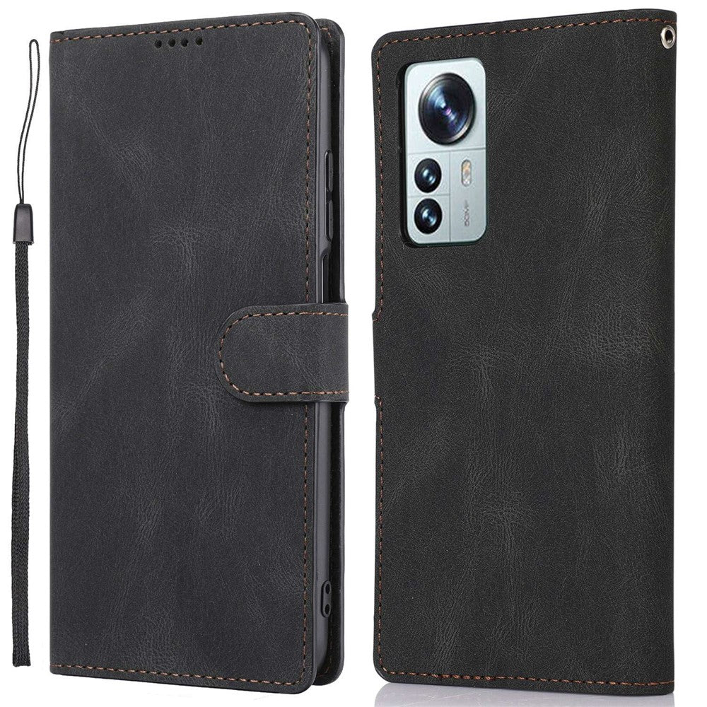 Xiaomi 12 5G/12X 5G/12S 5G Fallskyddande mobilskal Stödjande PU-läder Plånboksfodral Magnetiskt Stötsäkert Skal med Handledsrem