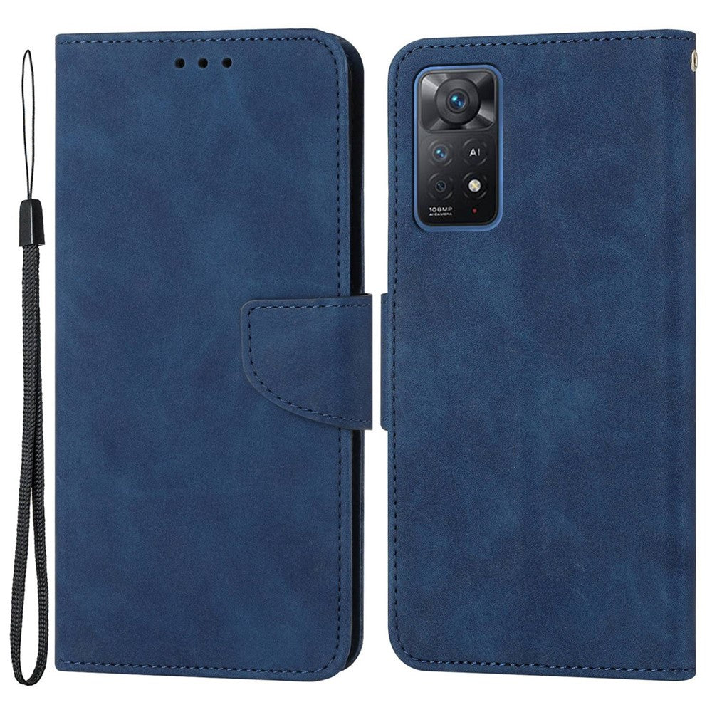 Xiaomi Redmi Note 11 Pro 4G (MediaTek) / 5G (Qualcomm) Fallskyddande läderfodral i enfärgat läderfodral med stativ och skyddande slitstarkt fodral