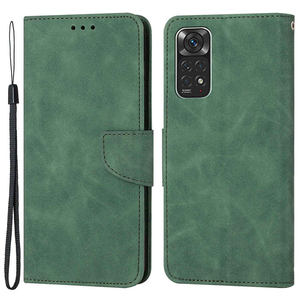Xiaomi Redmi Note 11 4G (Qualcomm)/Redmi Note 11S 4G Enfärgad PU-läderväska Magnetisk stängning Stativ Plånbok mobilskal med Handledsrem