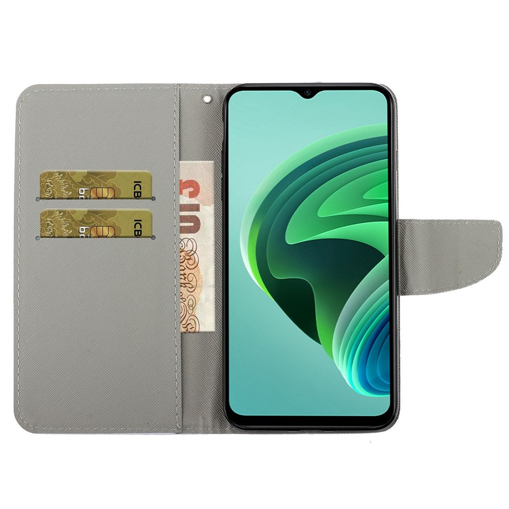 Pattern Printing PU Leather Phone Cover for Xiaomi 12 Lite 5G, Wallet Stand Cross Texture Case with Strap