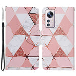 Pattern Printing PU Leather Phone Cover for Xiaomi 12 Lite 5G, Wallet Stand Cross Texture Case with Strap