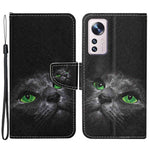 Pattern Printing PU Leather Phone Cover for Xiaomi 12 Lite 5G, Wallet Stand Cross Texture Case with Strap