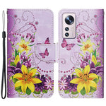 Pattern Printing PU Leather Phone Cover for Xiaomi 12 Lite 5G, Wallet Stand Cross Texture Case with Strap